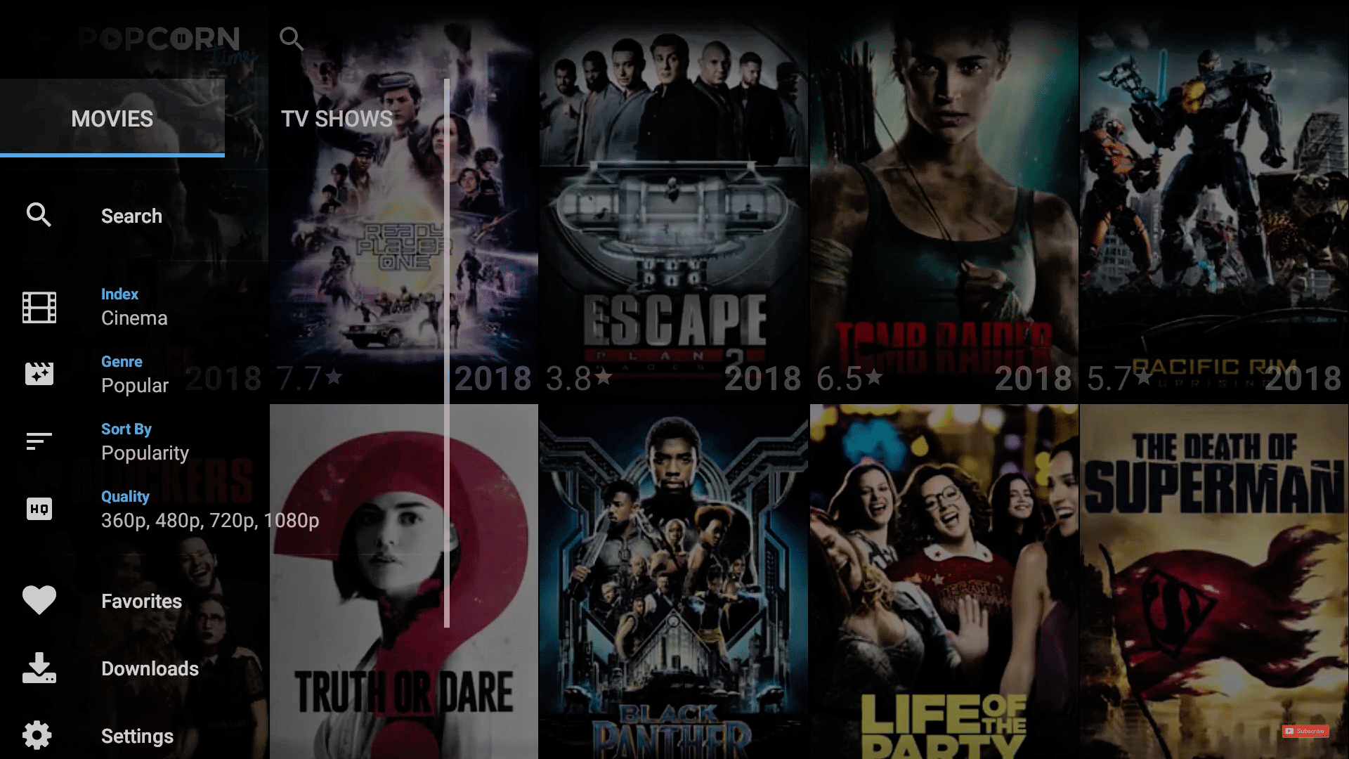 Aplicación Amazon Fire TV de Popcorn Time