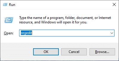 打开“运行”对话框并键入 regedit。修复 Windows 10 中的错误代码 0x80070490