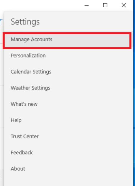 点击管理帐户。修复 Windows 10 中的错误代码 0x80070490