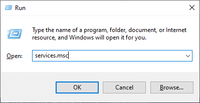 按如下方式键入 services.msc，然后单击确定。修复 Windows 10 中的错误代码 0x80070490
