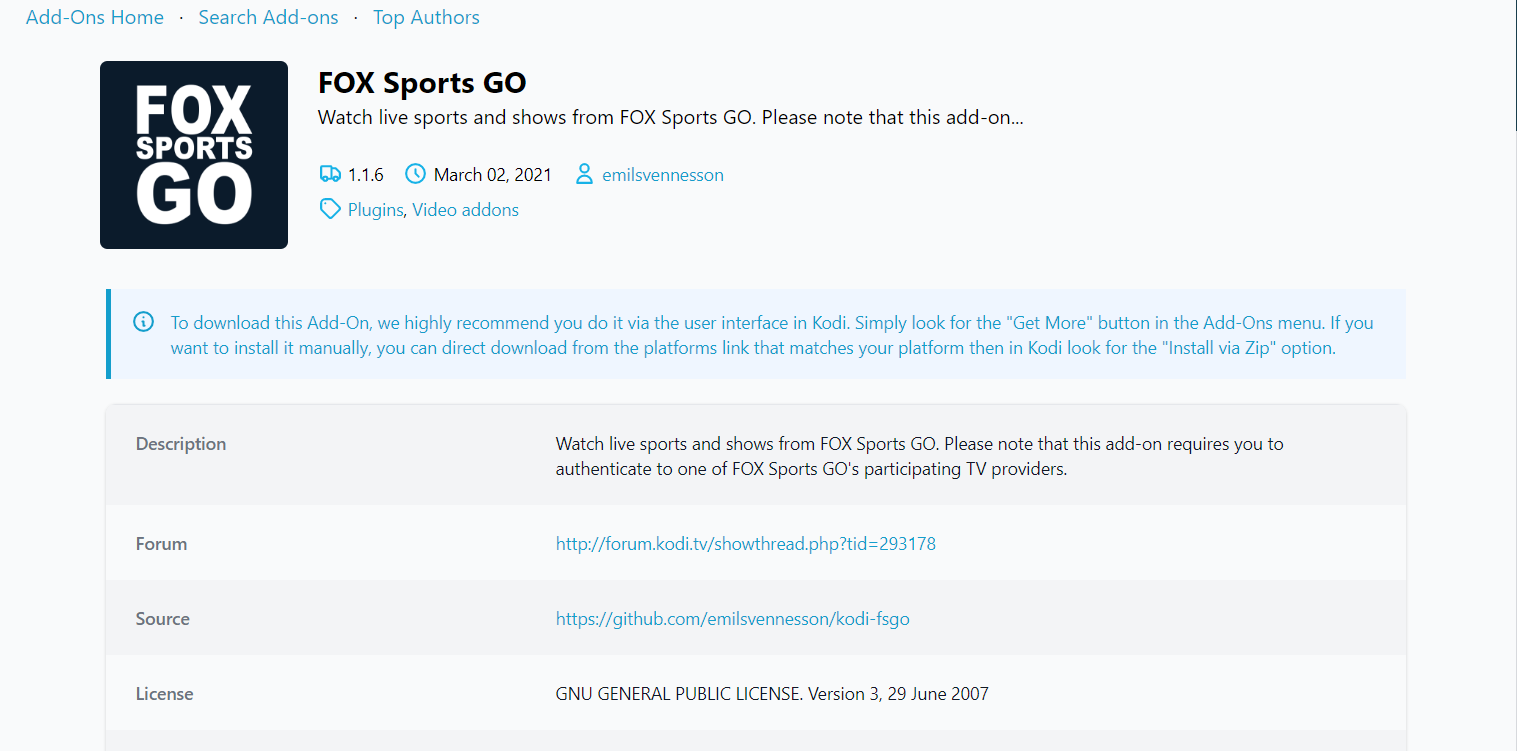 Fox Sports Go. Top 7 cele mai bune suplimente Kodi Sports