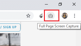 Cattura schermo a pagina intera sarà disponibile nell'angolo in alto a destra del browser