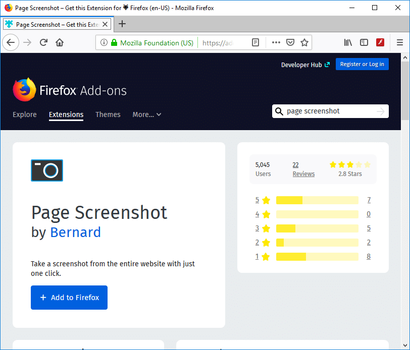 SCHERMATA DELLA PAGINA per Mozilla Firefox