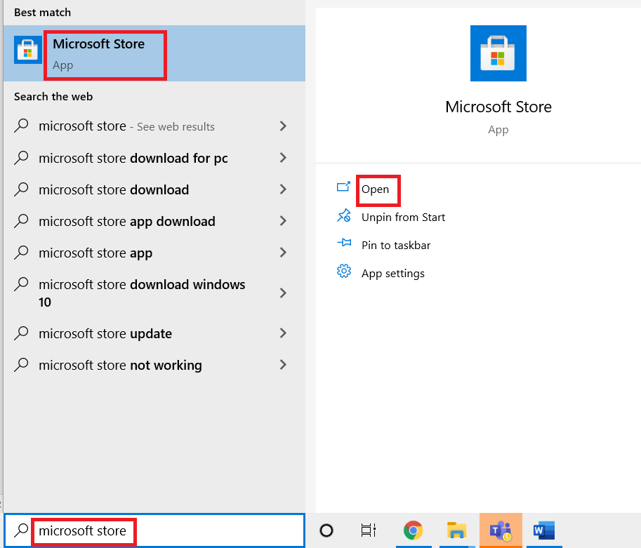 Apri Microsoft Store