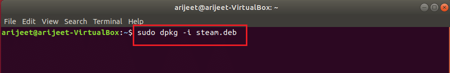 sudo dpkg i steam.deb 命令在 linux 终端