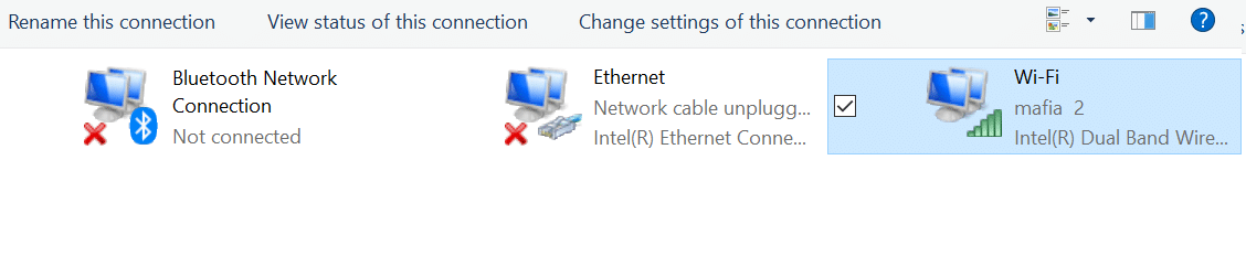นี่จะเปิดหน้าต่างการเชื่อมต่อเครือข่ายซึ่งคุณสามารถดู Wi-Fi, เครือข่ายอีเธอร์เน็ต ฯลฯ ของคุณ