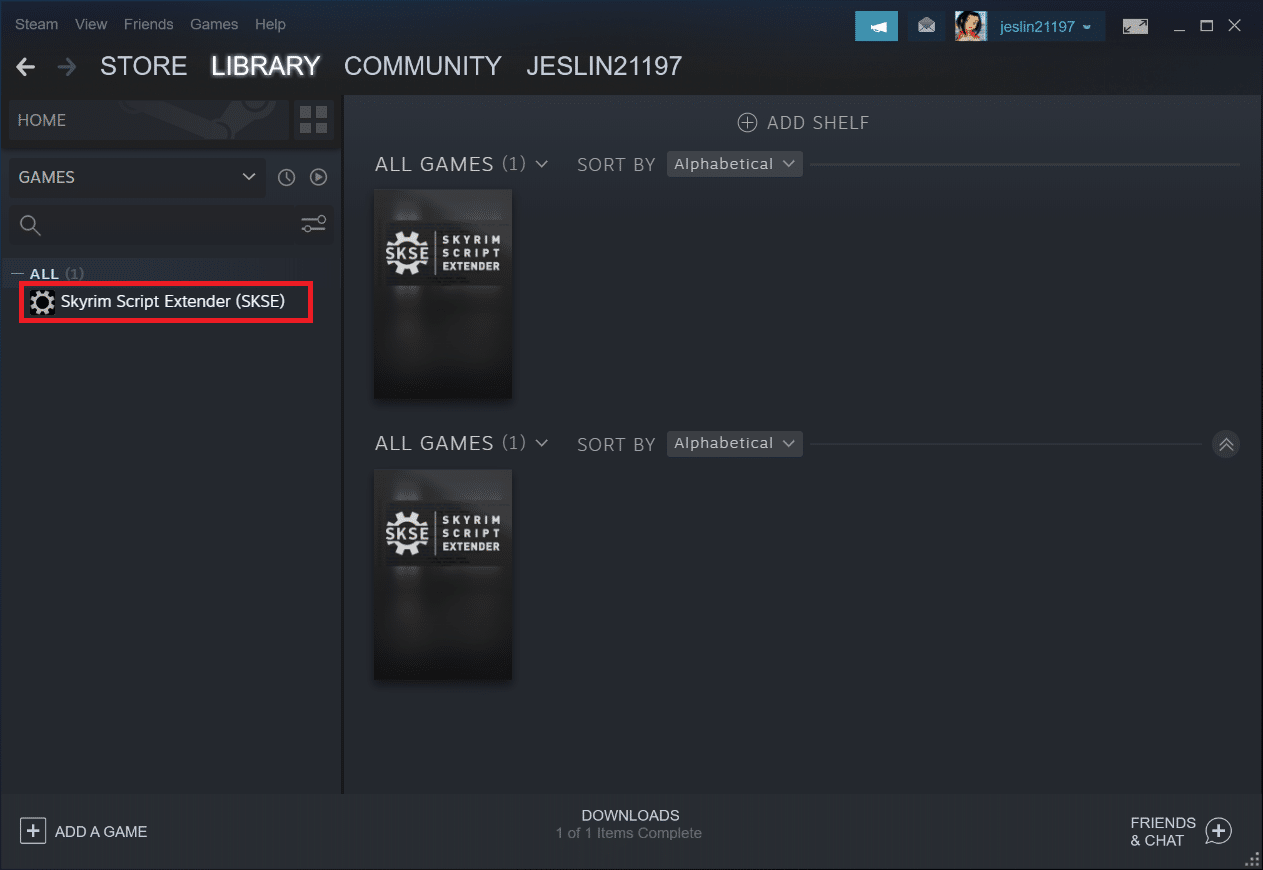 右键单击左侧窗格中的 Skyrim Script Extender SKSE