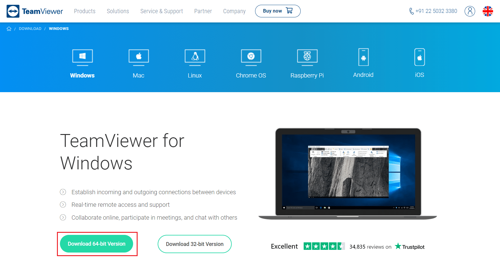 ดาวน์โหลดซอฟต์แวร์ TeamViewer จากเว็บไซต์ทางการ แก้ไข teamviewering เชิงพาณิชย์ nodeteced Windows 10