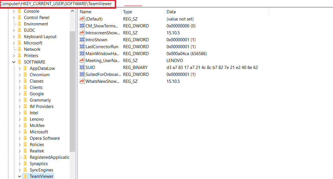 คัดลอกและวางเส้นทางต่อไปนี้ลงในเส้นทางการนำทาง Registry Editor
