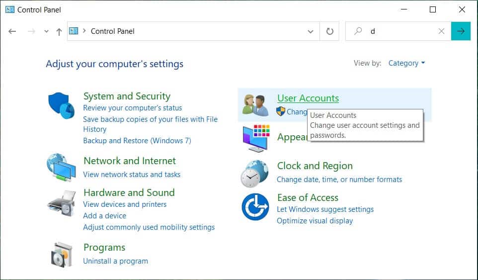 คลิกที่บัญชีผู้ใช้ | วิธีเปลี่ยนชื่อผู้ใช้บัญชีใน Windows 10