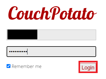 登录到 CouchPotato 应用程序