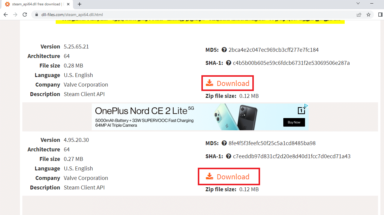 Avvia il sito Web per i file DLL