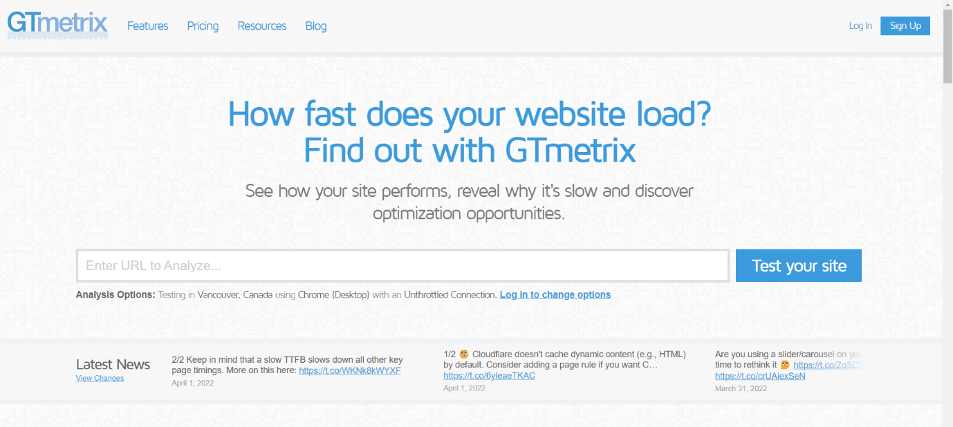 GTmetrix. I 34 migliori strumenti di test web