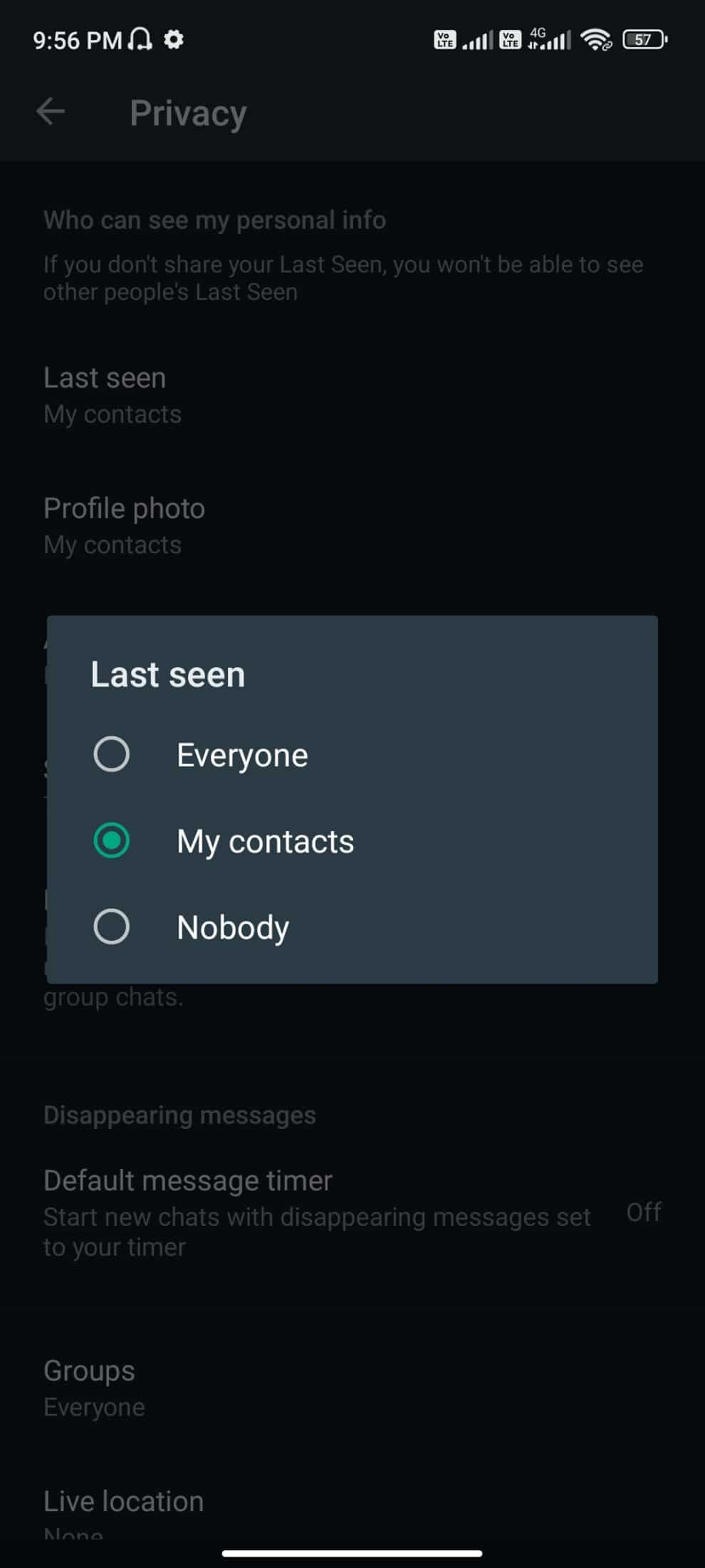 私の連絡先に最後に見た。最後に表示されたWhatsAppが表示されない問題を修正