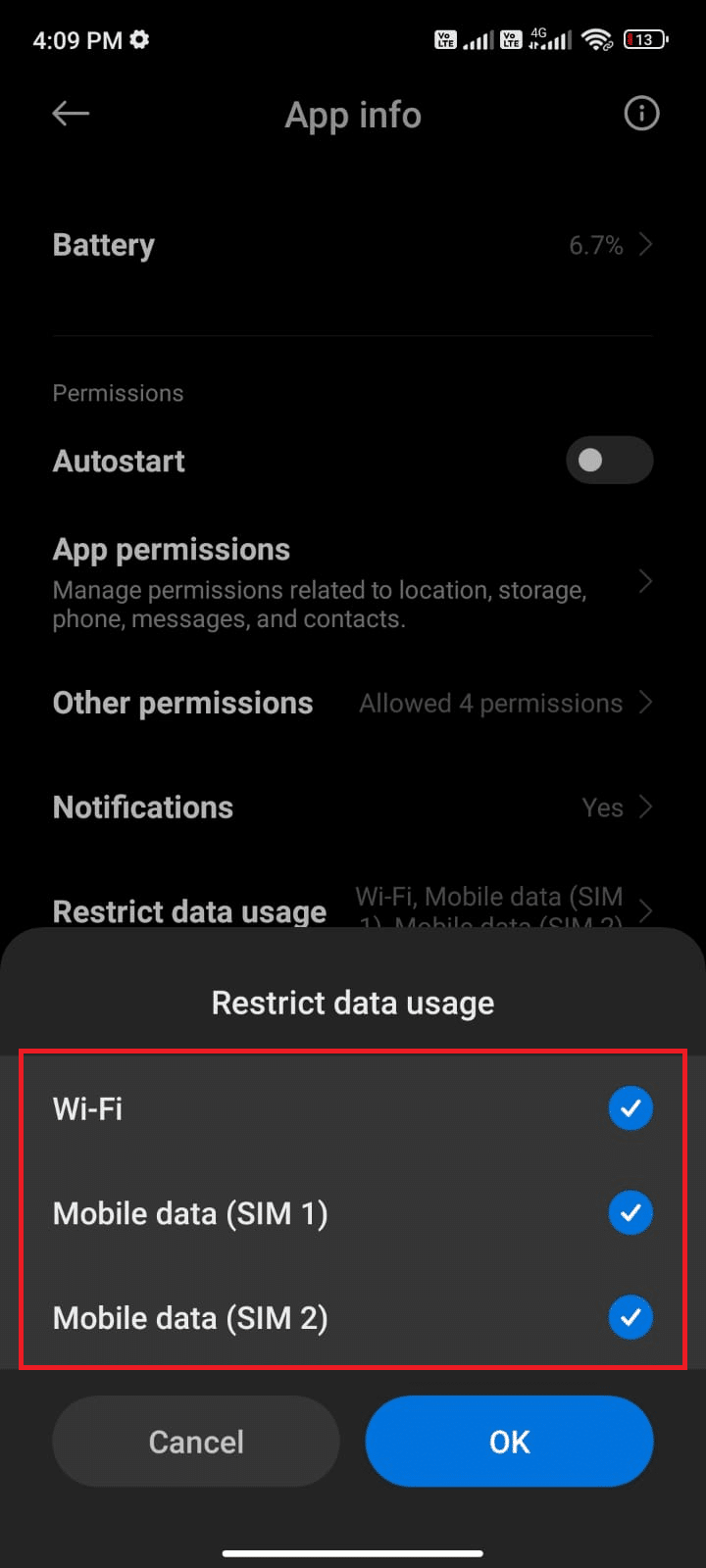 データ使用を制限します。最後に表示されたWhatsAppが表示されない問題を修正