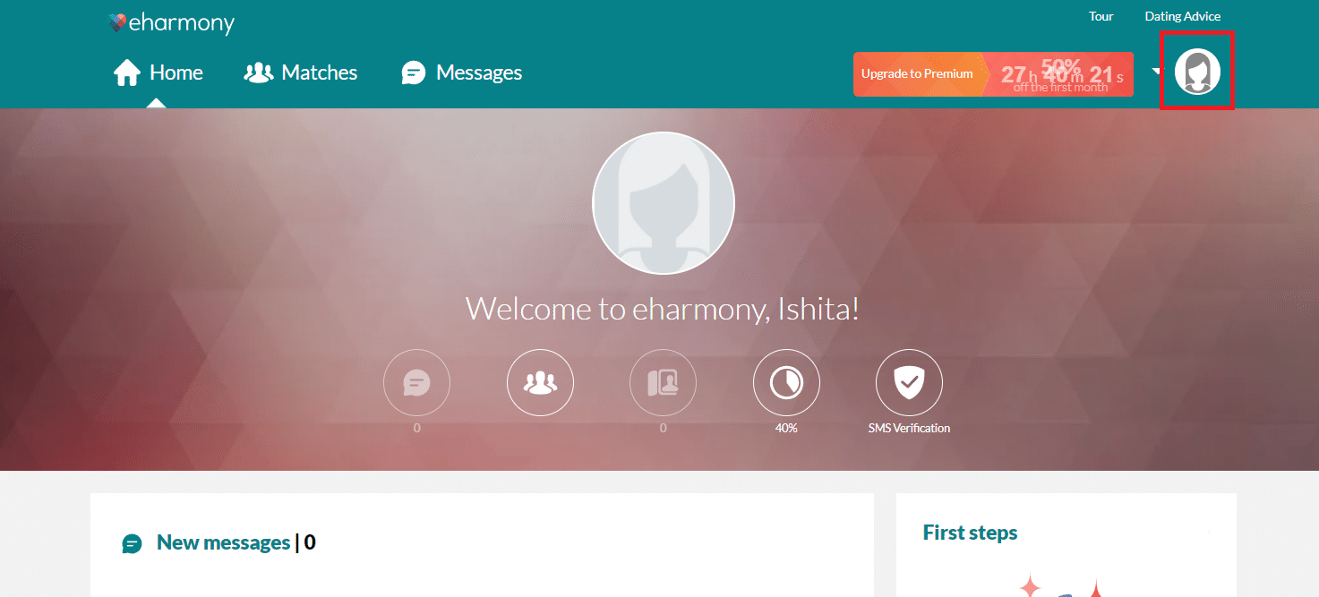 Faceți clic pe imaginea dvs. de profil. Cum să vă ștergeți contul eHarmony