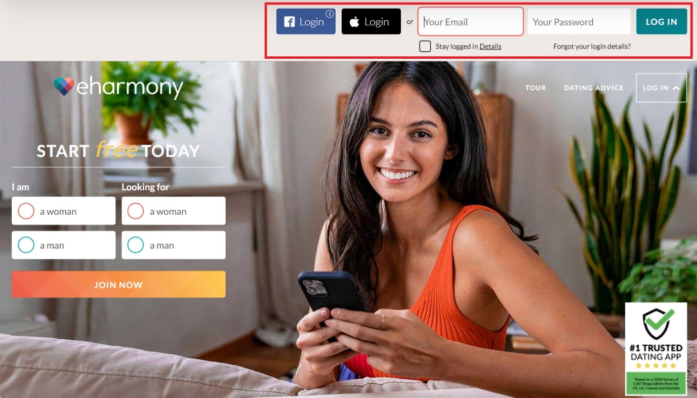 Conectați-vă la contul dvs. la eharmony.com