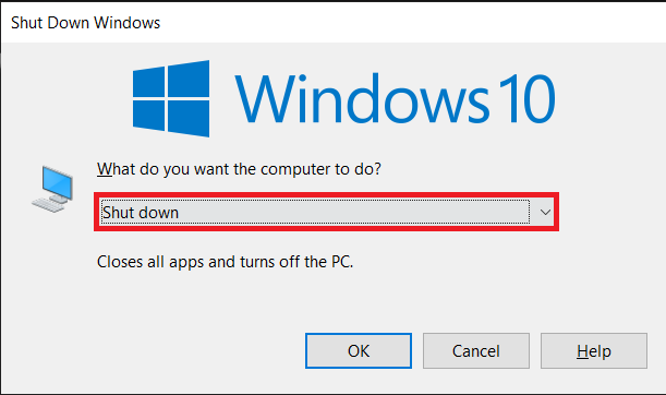 chiudere windows 10