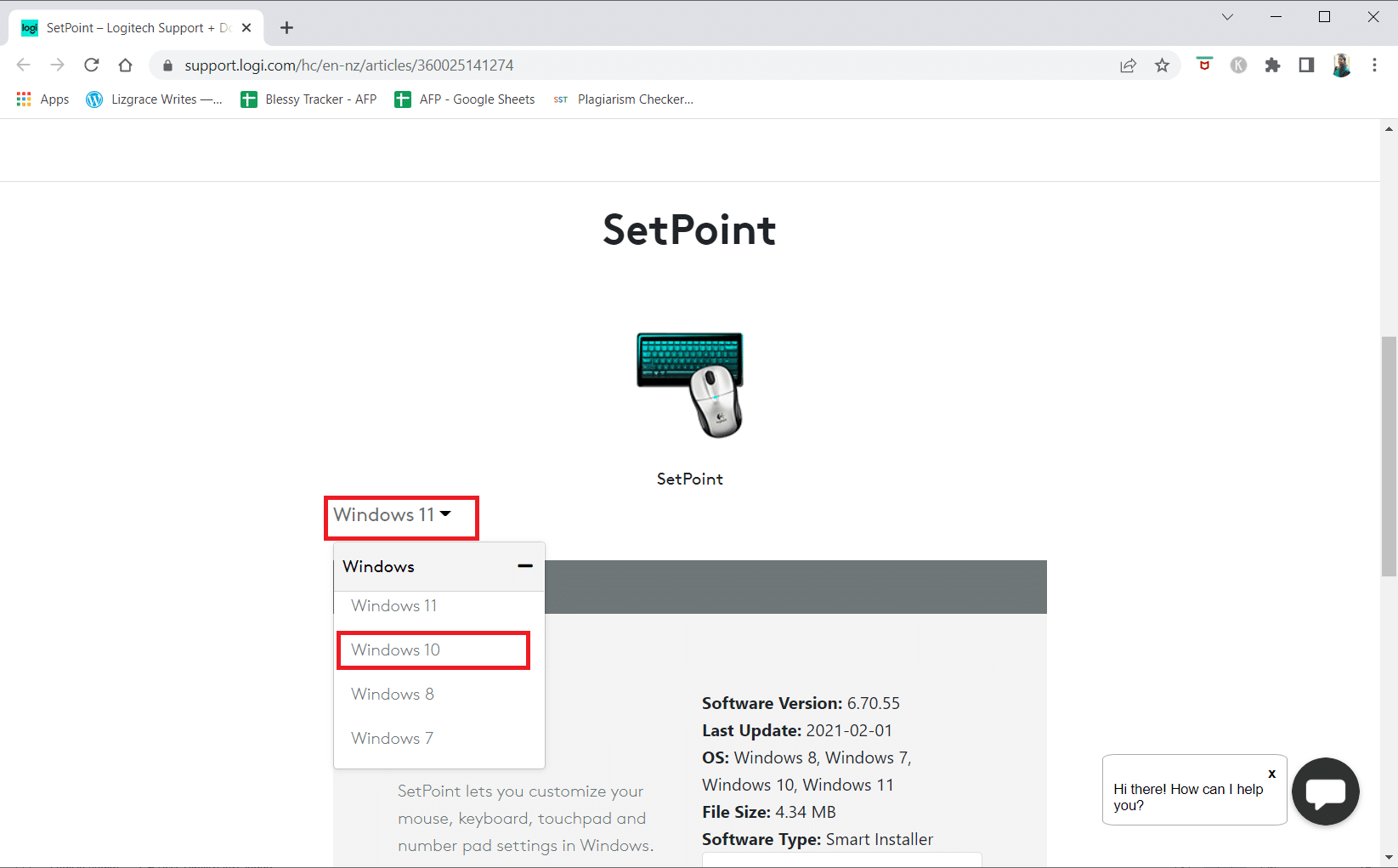Scegli Windows 10 nell'elenco a discesa. Risolto il problema con il ricevitore unificante Logitech che non funzionava