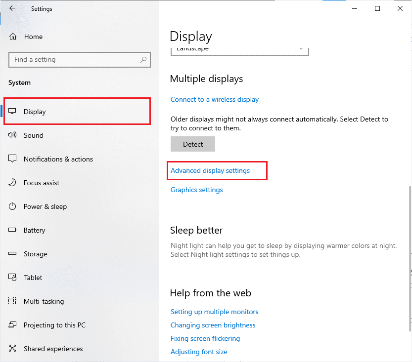 Impostazioni di visualizzazione avanzate. Risolvi lo schermo nero di Minecraft in Windows 10