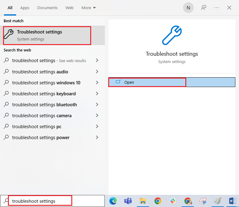 apri Impostazioni di risoluzione dei problemi. Risolvi la balbuzie delle cuffie Bluetooth su Windows 10
