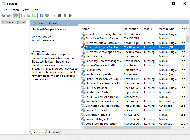 Servizio di supporto Bluetooth. Risolvi la balbuzie delle cuffie Bluetooth su Windows 10