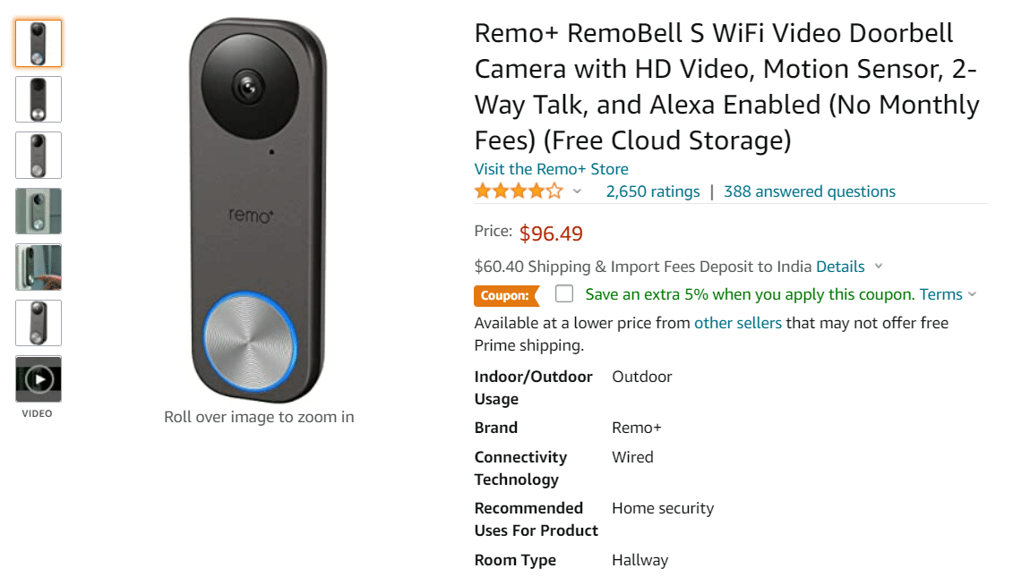 Bel Video Wi-Fi RemoBell S | Bel Video Terbaik Kompatibel Dengan Google Home