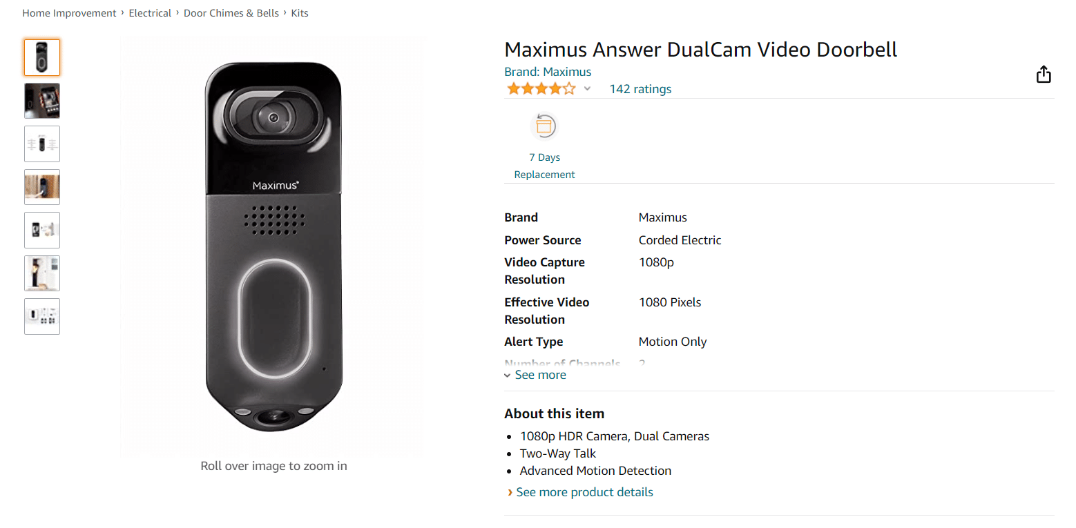 Maximus Answer DualCam Video Bel Pintu