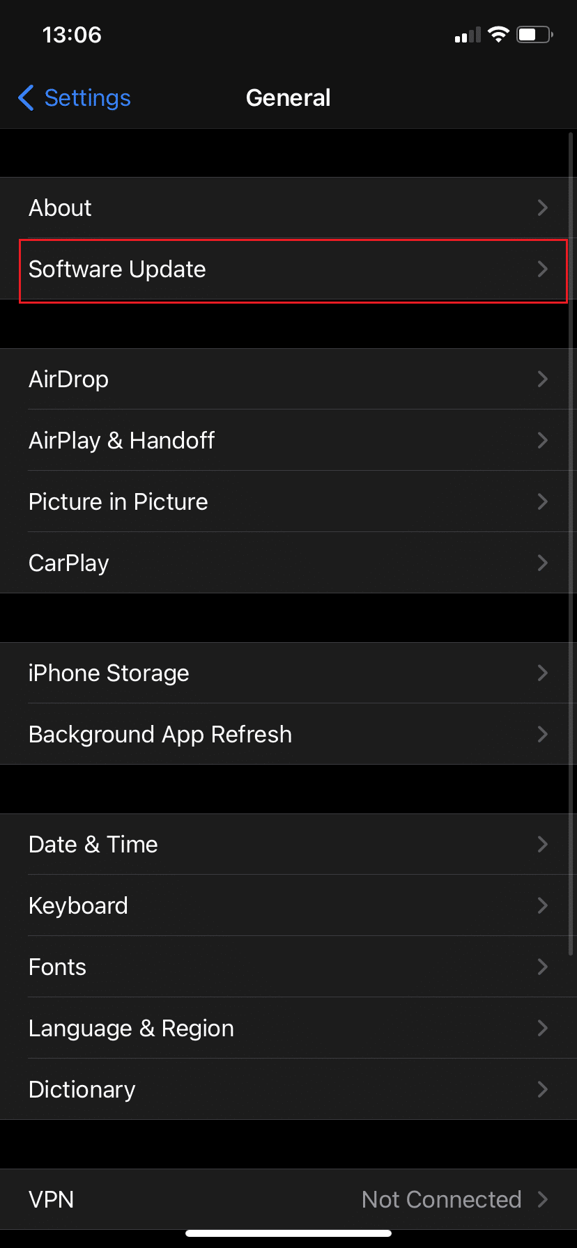 Tocca Aggiornamento software. Come risolvere il problema di archiviazione completa dell'iPhone