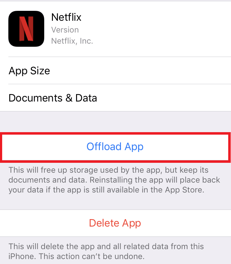 tocca Offload App e svuota la cache dell'app Netflix | Audio e immagine Netflix non sincronizzati con Android