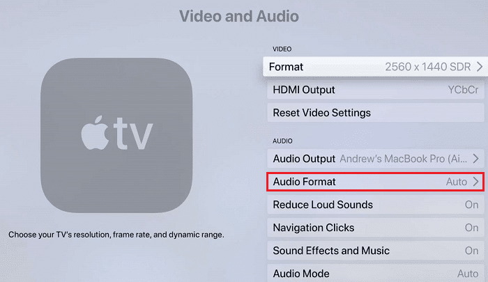 Format Audio Video dan Audio Apple TV