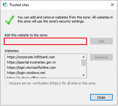 Aggiungi questo sito web al campo zona. Come correggere il codice di errore dello zoom 1001
