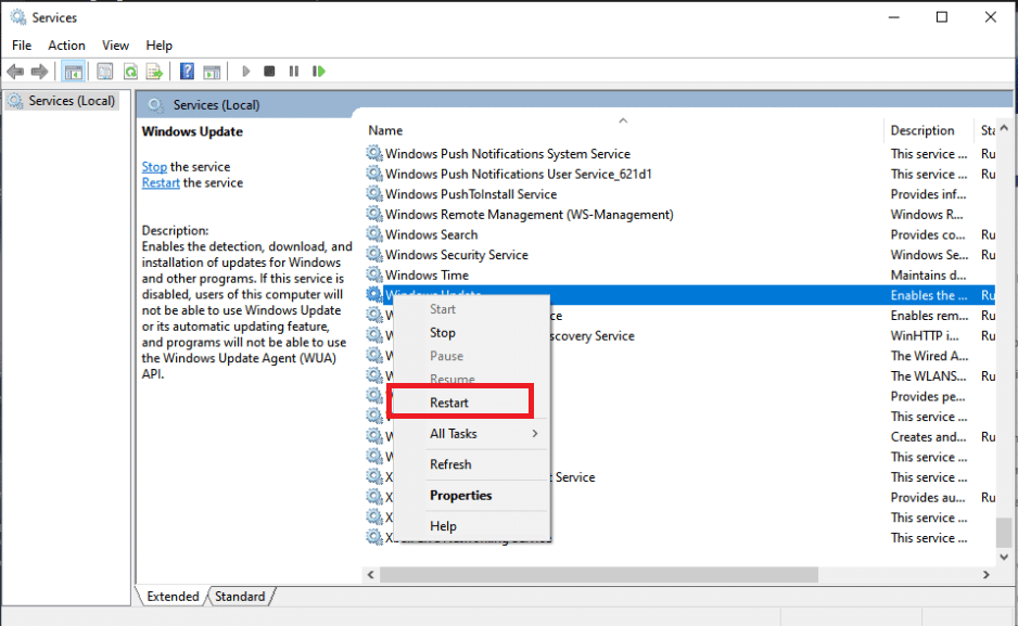 Riavvia il servizio Windows Update. Correggi Windows Update che dura per sempre