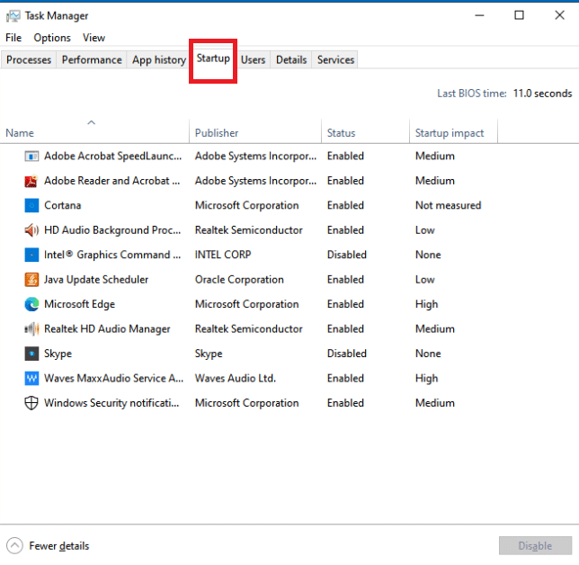 Seleziona l'opzione Avvio. Correggi Windows Update che dura per sempre