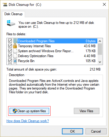fare clic su Pulisci file di sistema in basso sotto Descrizione. Correggi Windows Update che dura per sempre