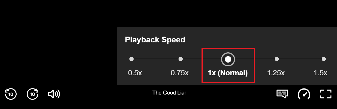 seleccione 1x velocidad de reproducción normal en la aplicación de netflix