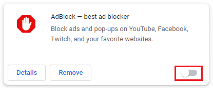 desactivar la extensión adblock. Arreglar Netflix Audio Video fuera de sincronización en Windows 10 PC