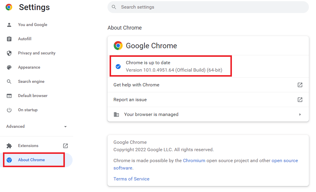 Chrome está actualizado