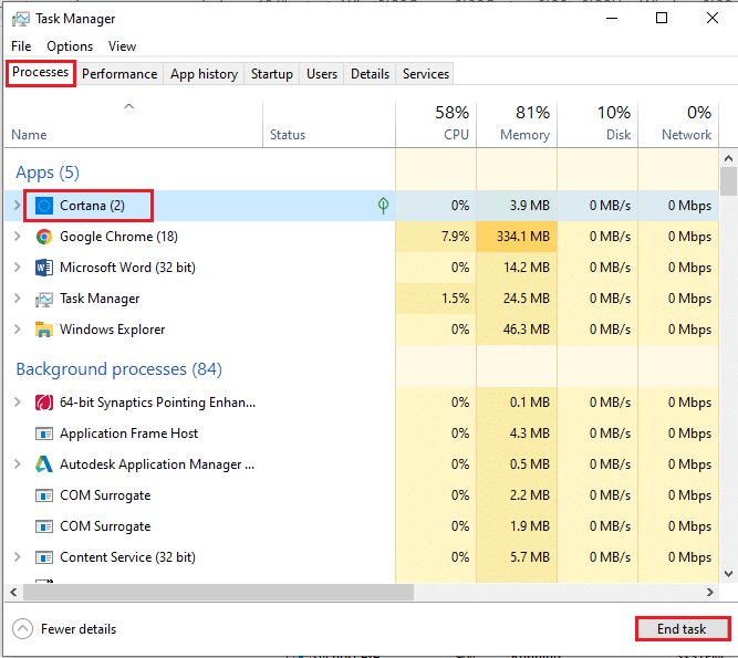 cerrar la aplicación Cortana