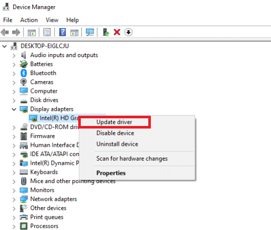 seleccione Actualizar controlador. Arreglar Cortana ocupando memoria