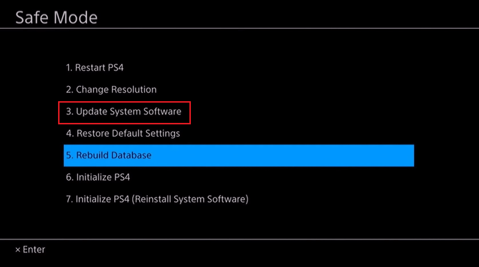 リストの3番目に番号が付けられている[システムソフトウェアの更新]オプションを選択します