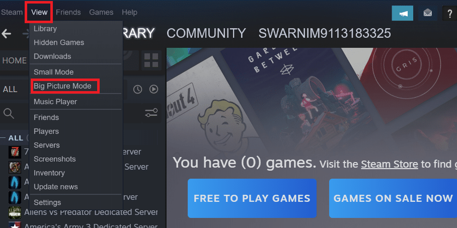 haga clic en Ver y seleccione Modo de imagen grande. Arreglar el Bootstrapper del cliente de Steam no responde