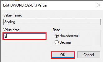 digite o valor 3 na barra de dados do valor e clique no botão OK