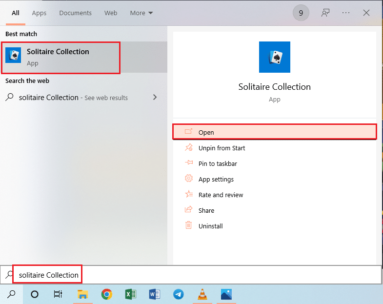 buka Koleksi Solitaire. Perbaiki Layar Penuh Tidak Bekerja di Windows 10