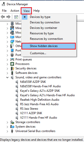 fare clic sull'opzione Mostra dispositivi nascosti. Risolto il problema con Realtek Audio Manager che non si apre