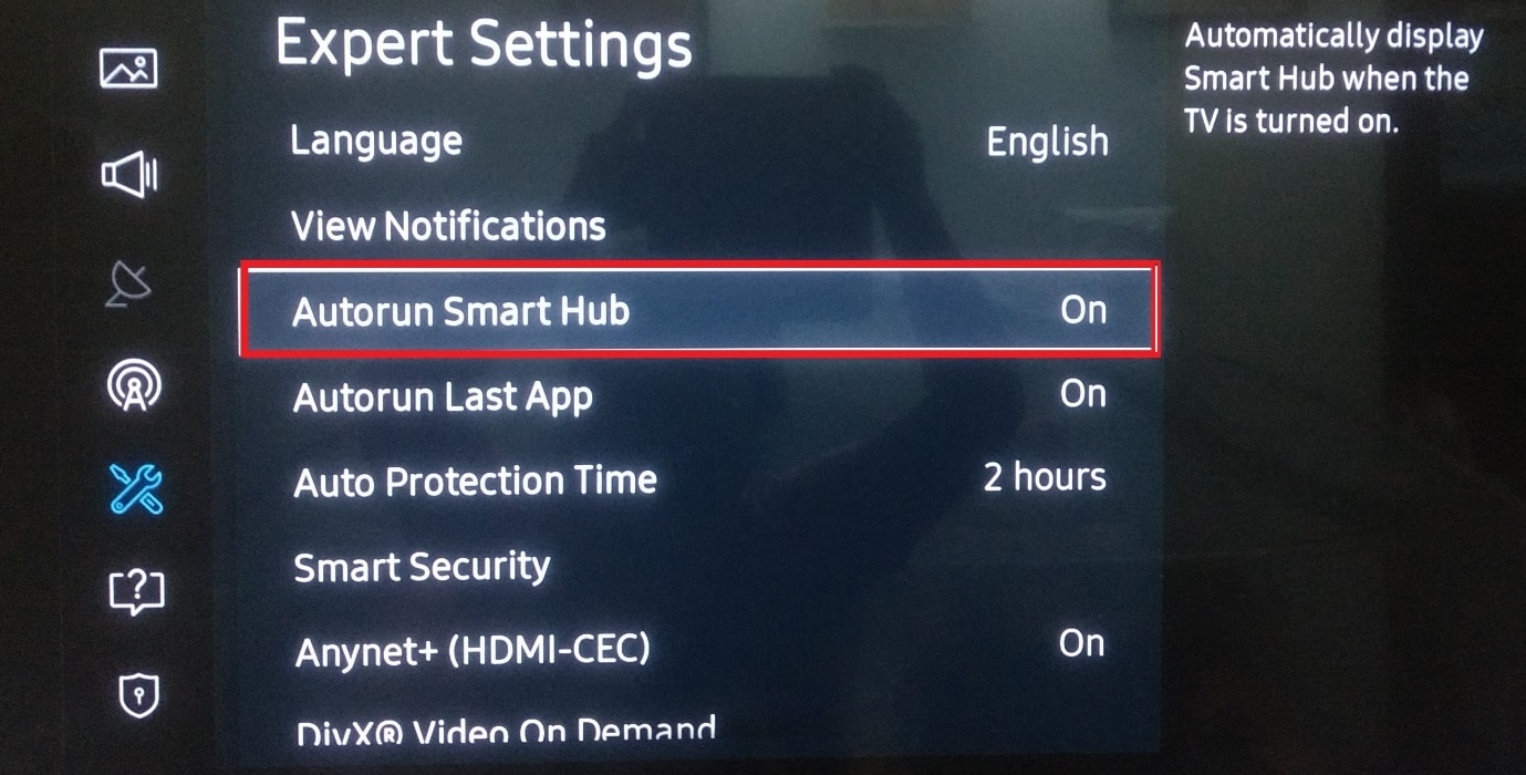 Experteneinstellungen System Autorun Smart Hub Samsung Smart TV