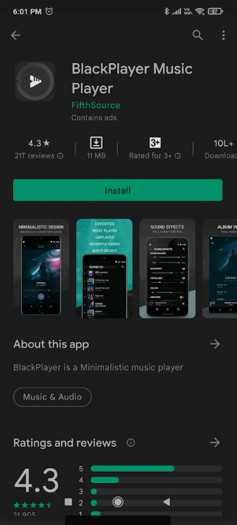 lettore musicale blackplayer