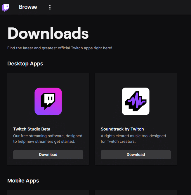 Twitch-Download-Seite