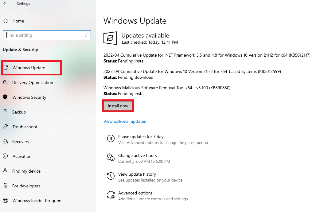 Windows'u güncelleyin