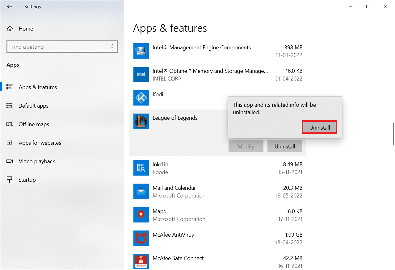 klik Uninstall di pop up